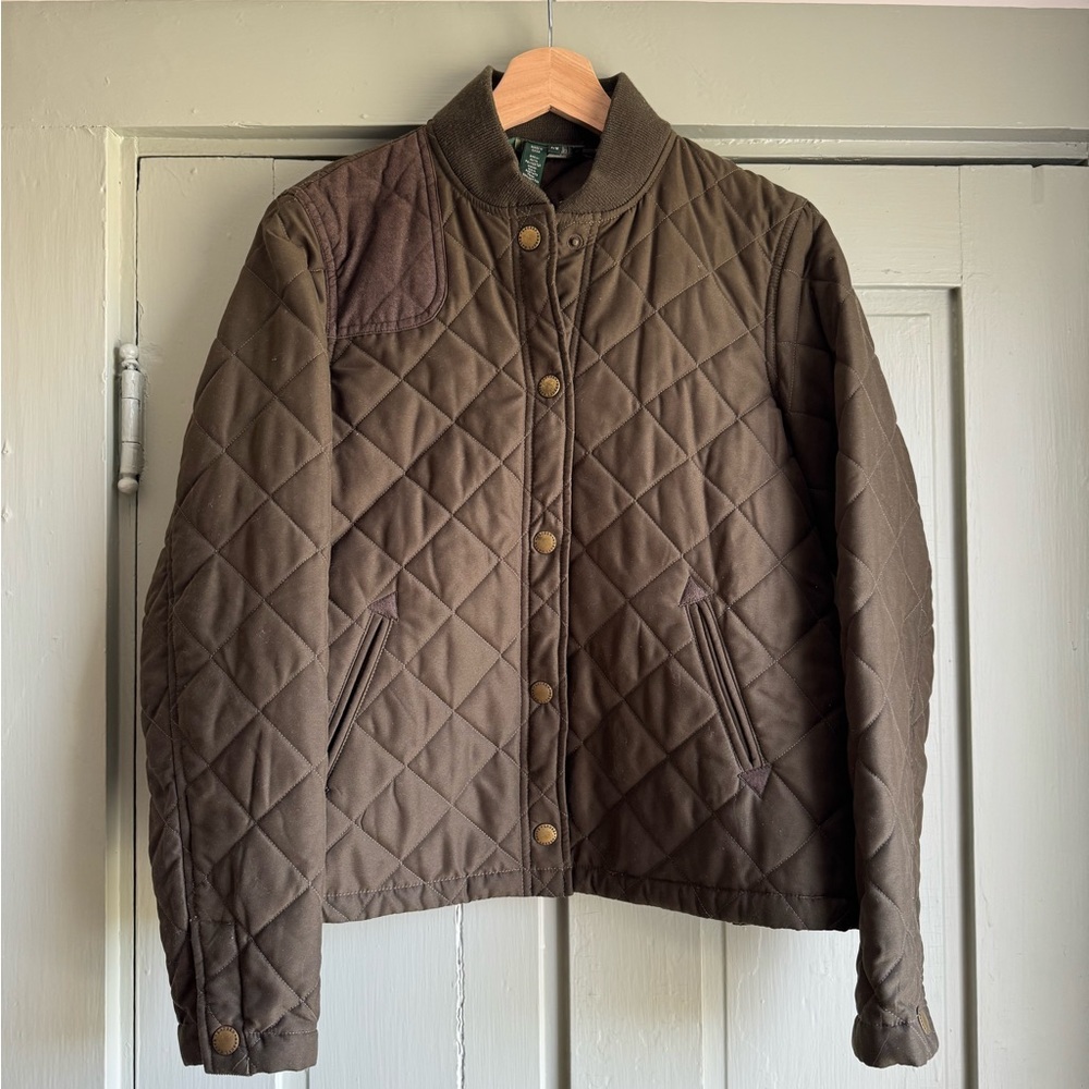 Ralph Lauren Brown Bomber Jacket with Quilted Design